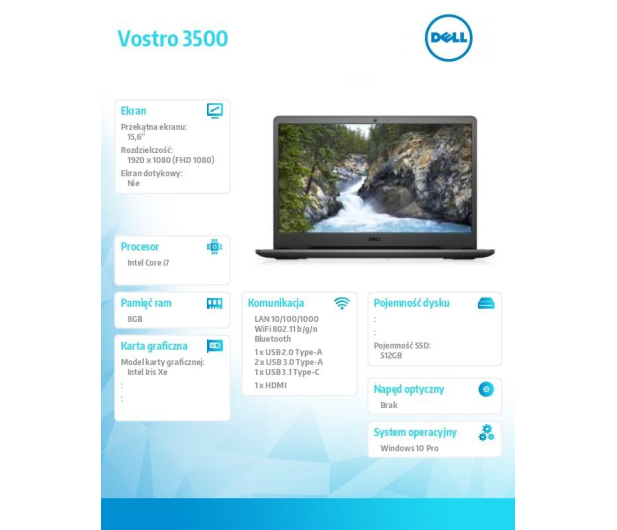 Dell Vostro 3500 i7-1165G7/8GB/512/Win10P - 608775 - zdjęcie 2